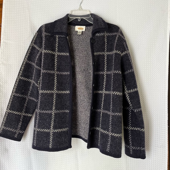Talbots Wool Cardigan Coat, 100% Wool, Checkered Gingham - Picture 3 of 5